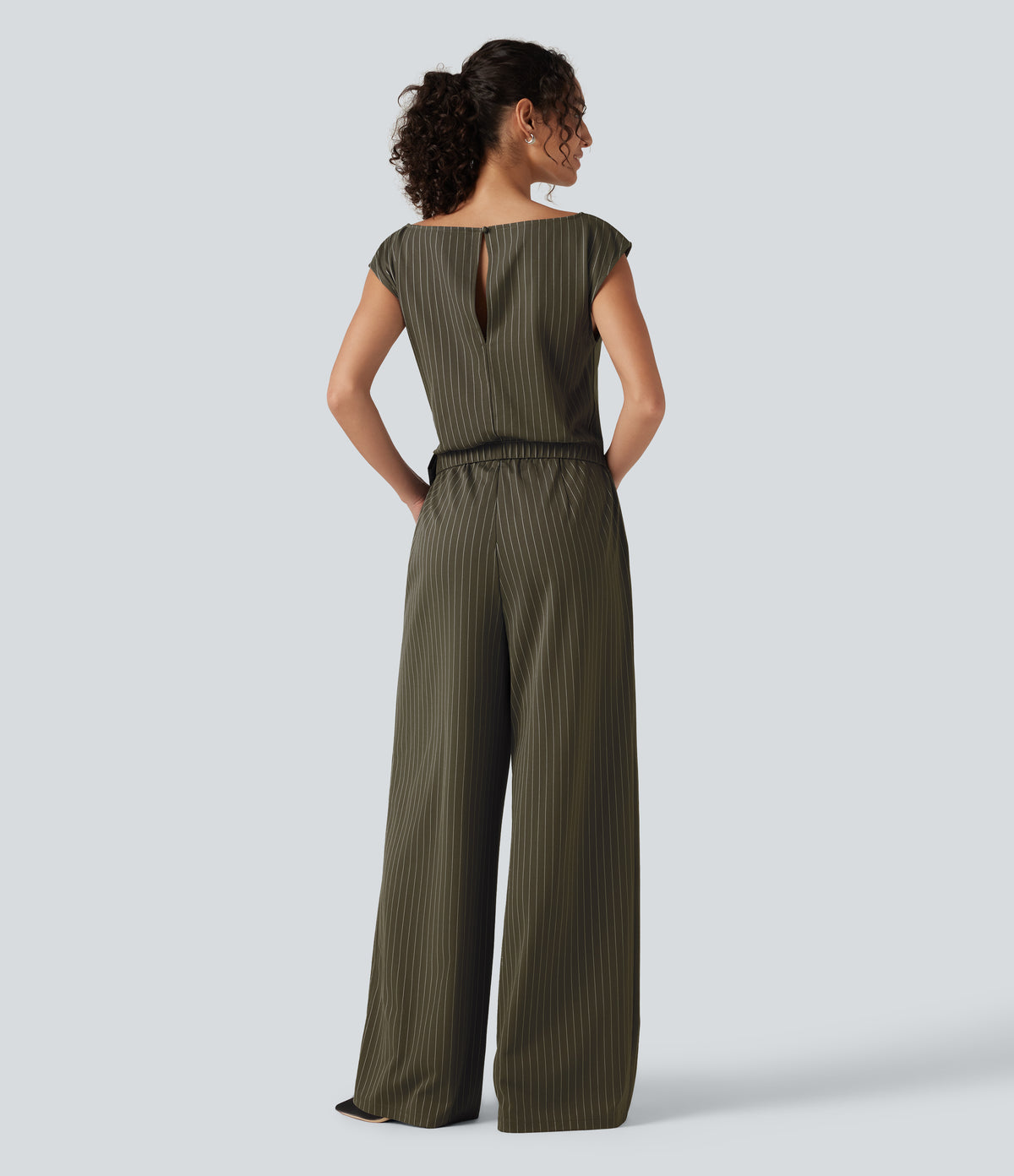 Rosalind Jumpsuit — Olive Stripe