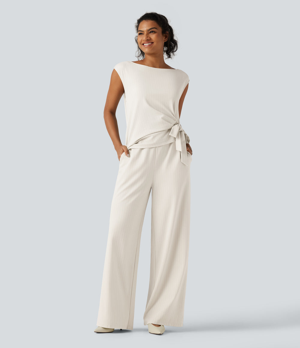 Rosalind Jumpsuit — Mist Oat Stripe