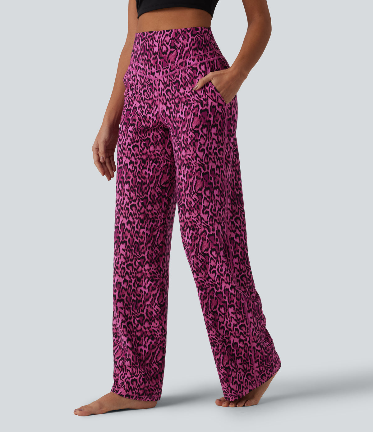 Nina Pants — Black and Fuchsia Leopard Print