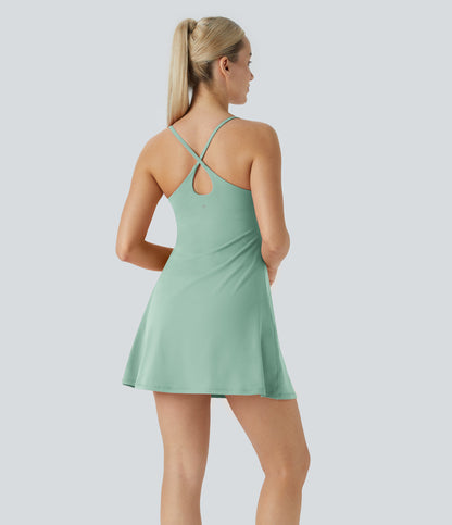 Petal Dress — Smoke Grey Green
