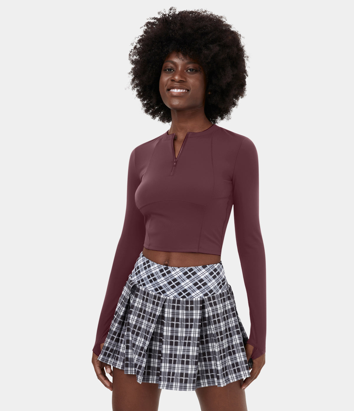 Aveline Zip Top — Red Mahogany