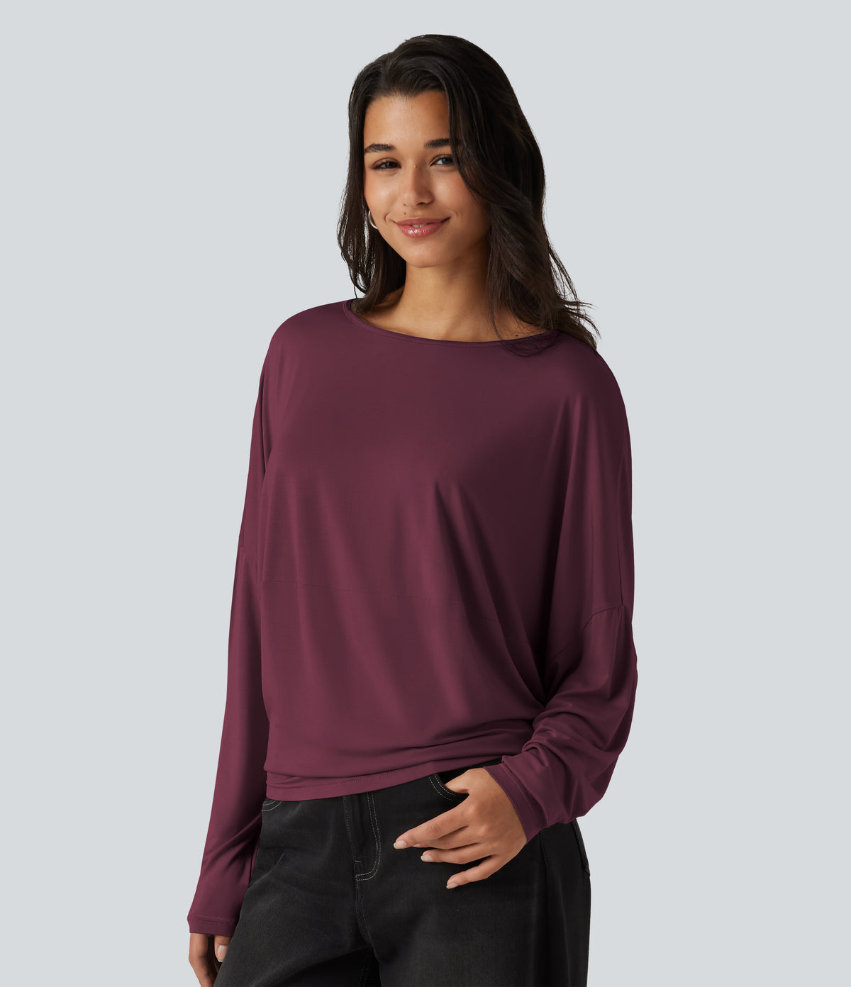 Roselle Long-Sleeve Top — Ruby Wine