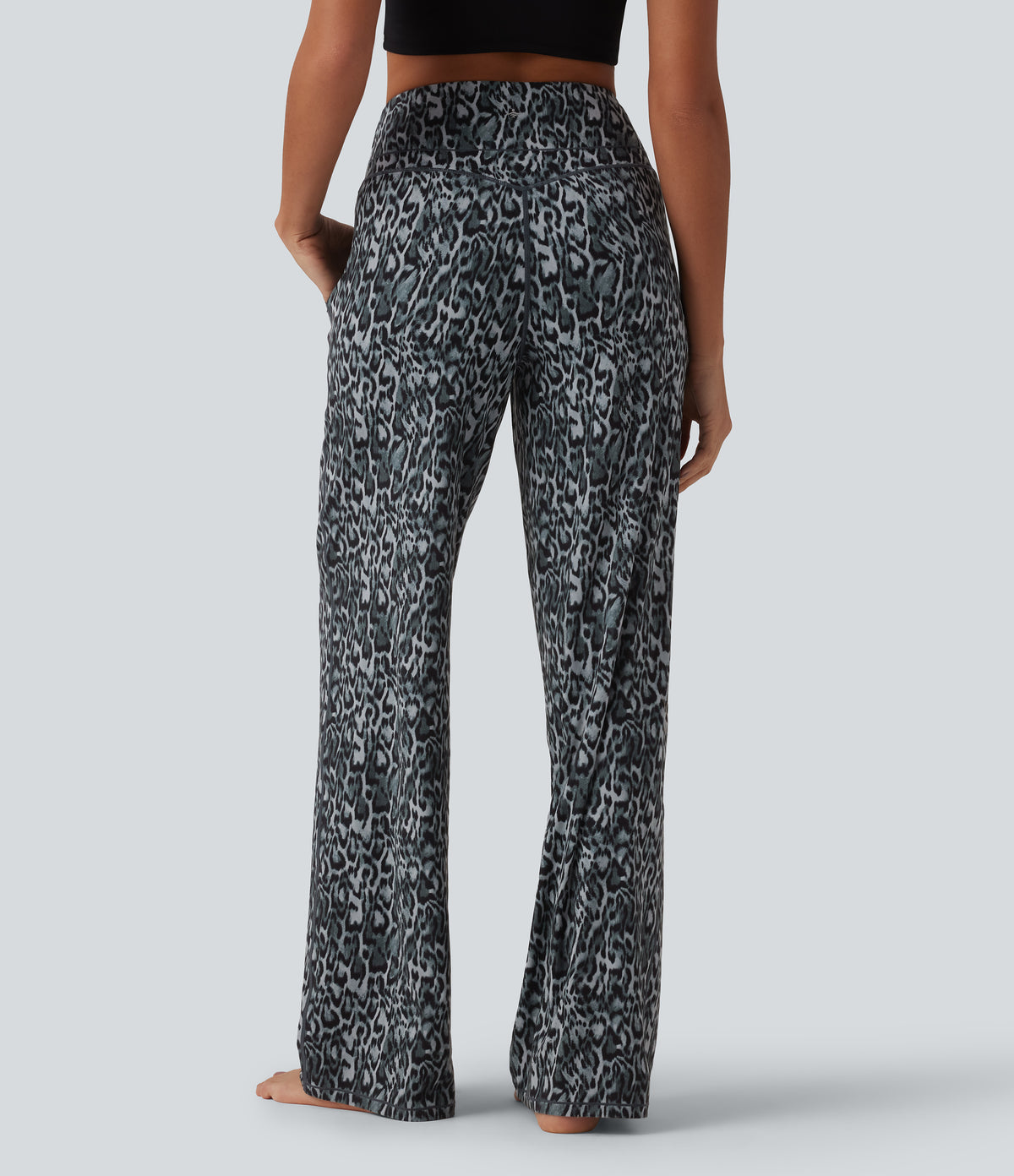 Nina Pants — Black and Silver Leopard Print