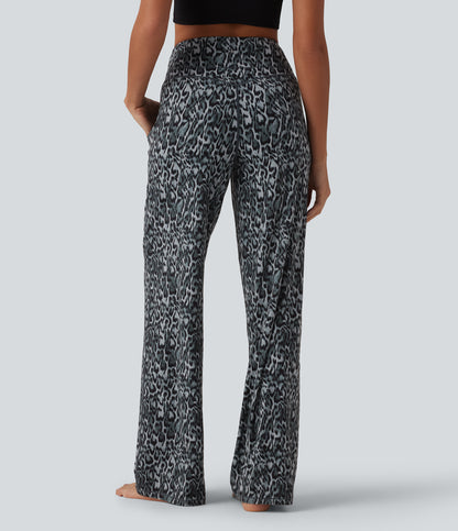 Nina Pants — Black and Silver Leopard Print