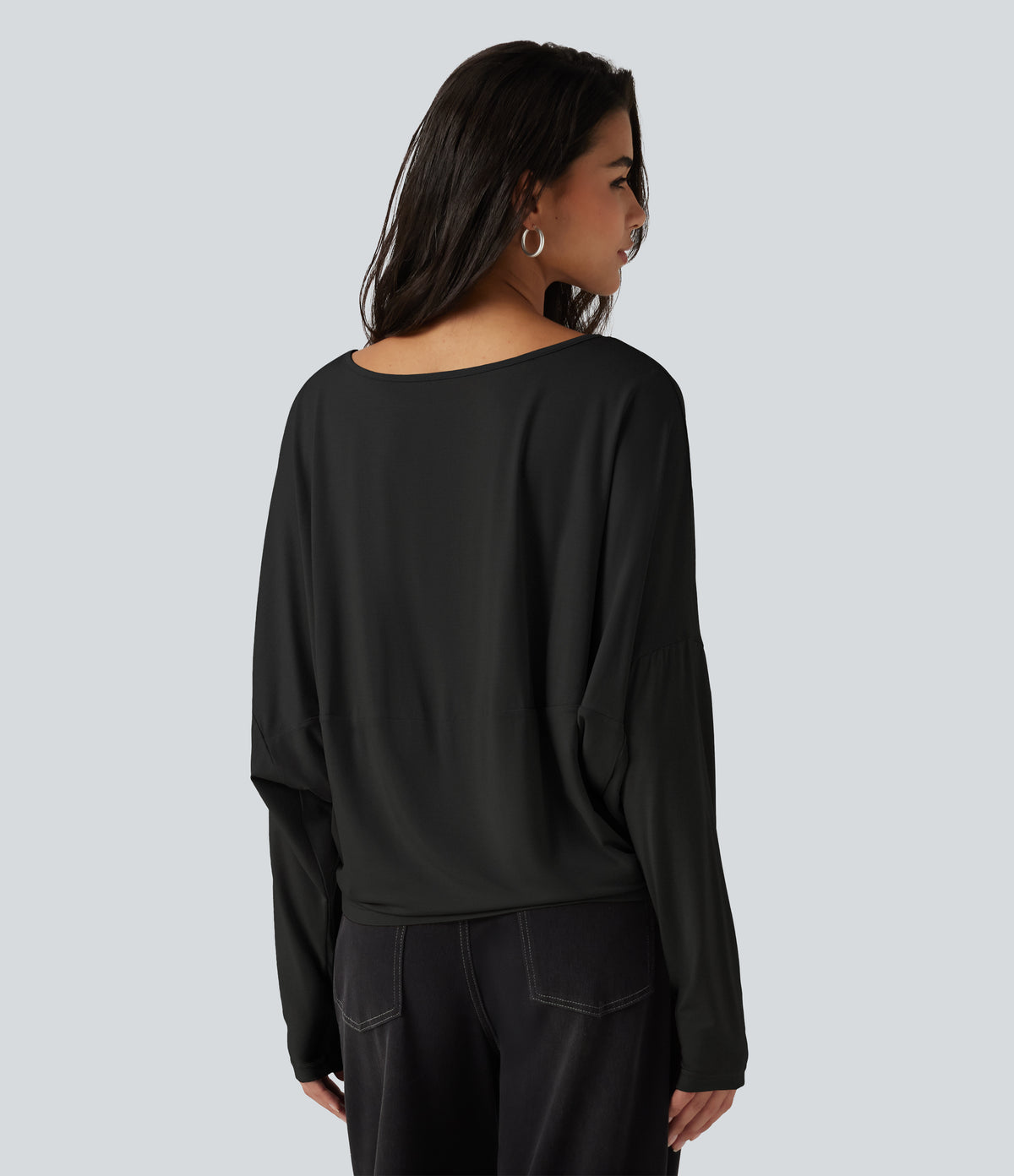 Roselle Long-Sleeve Top — Black