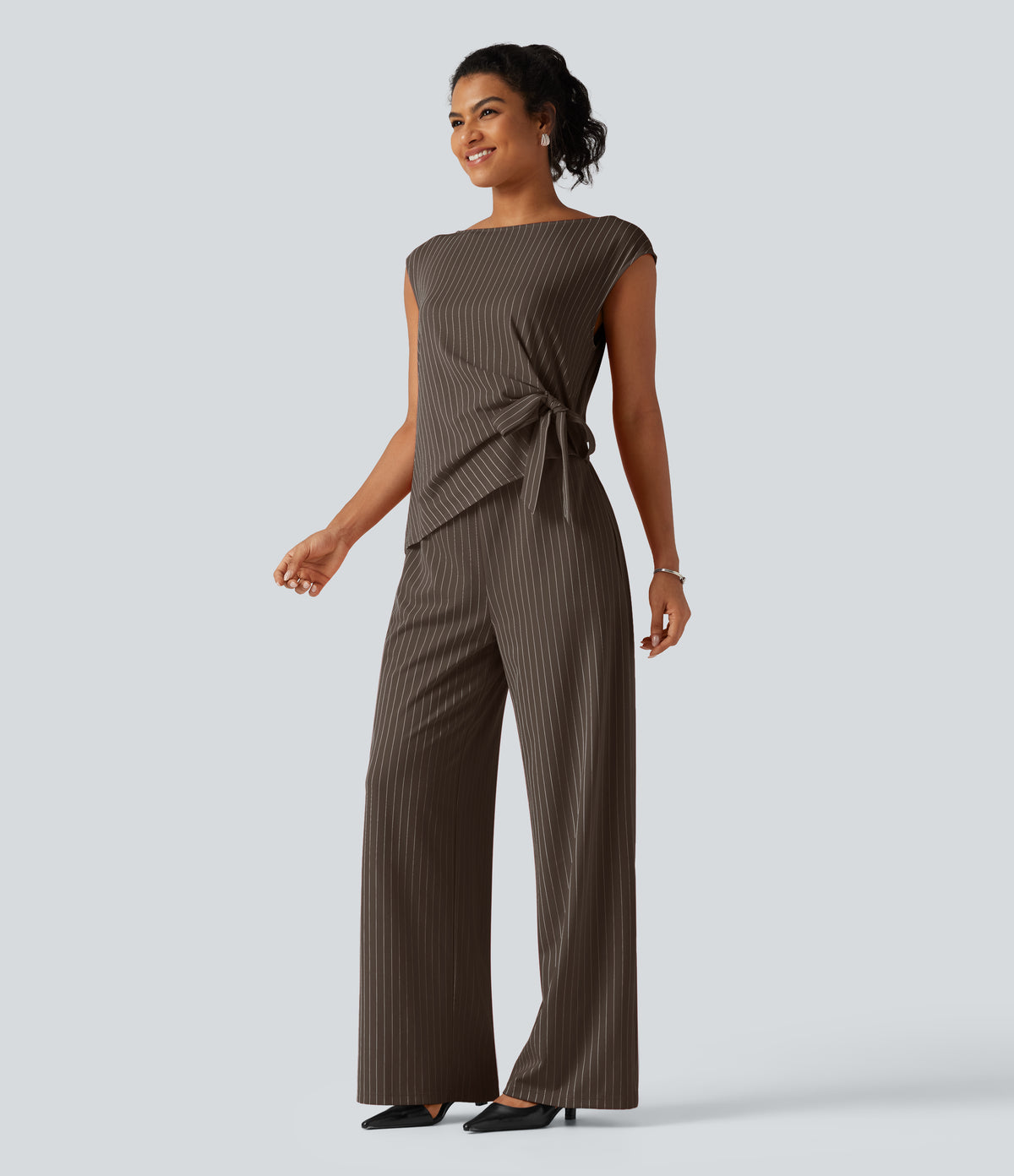 Rosalind Jumpsuit — Espresso Cream Stripe