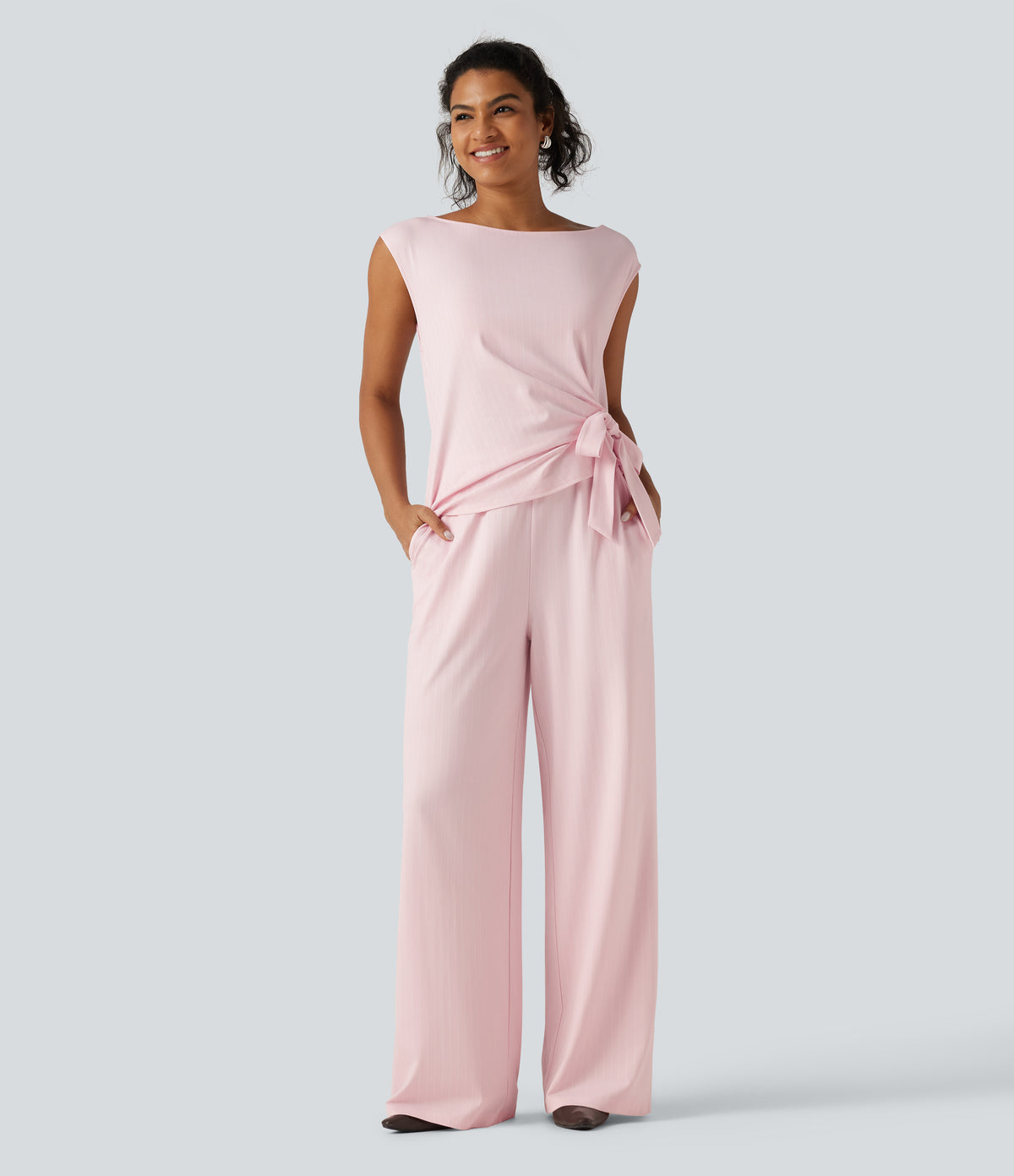 Rosalind Jumpsuit — Linear Pink
