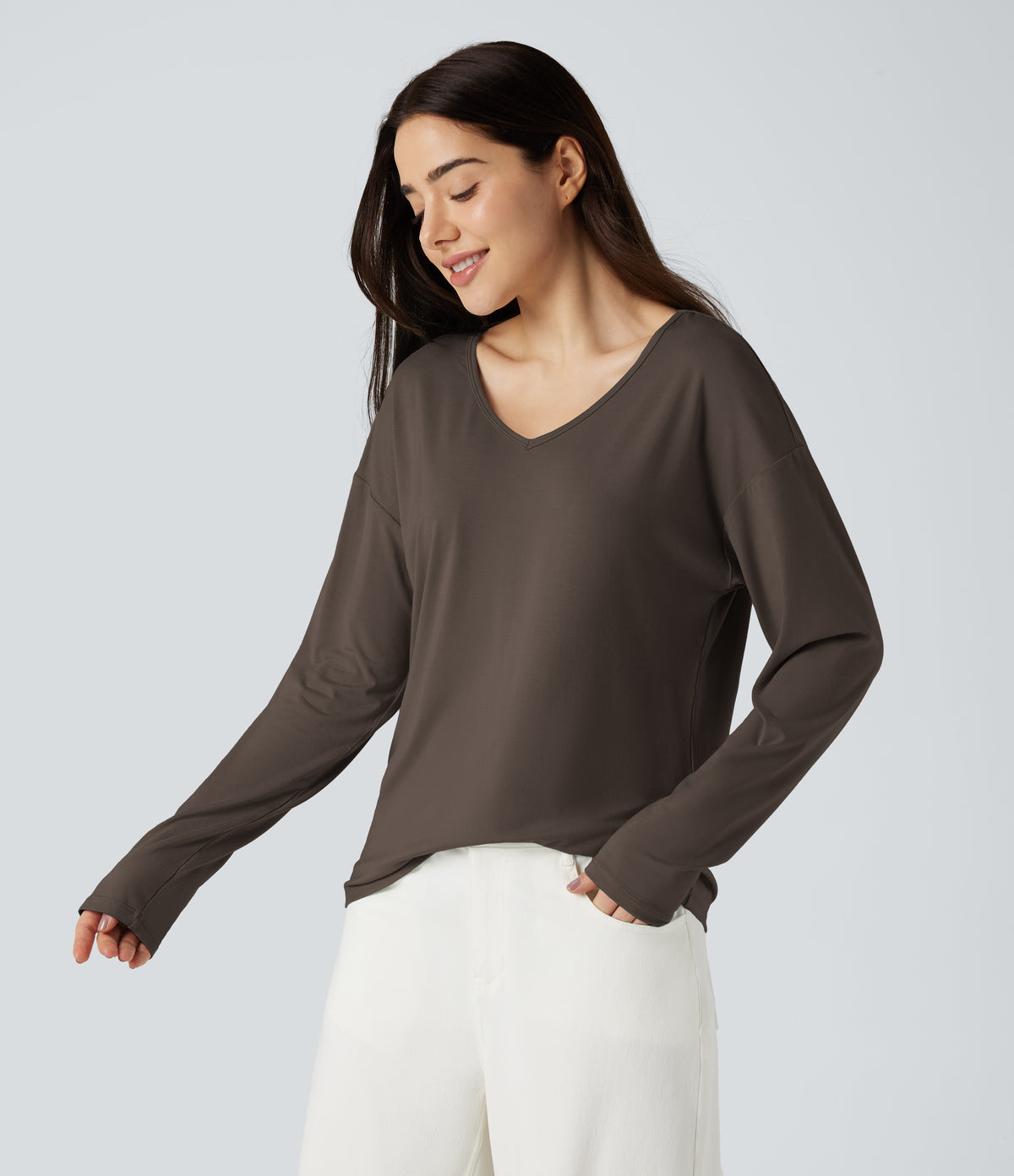 Mira Long-Sleeve Top — Coffee Bean