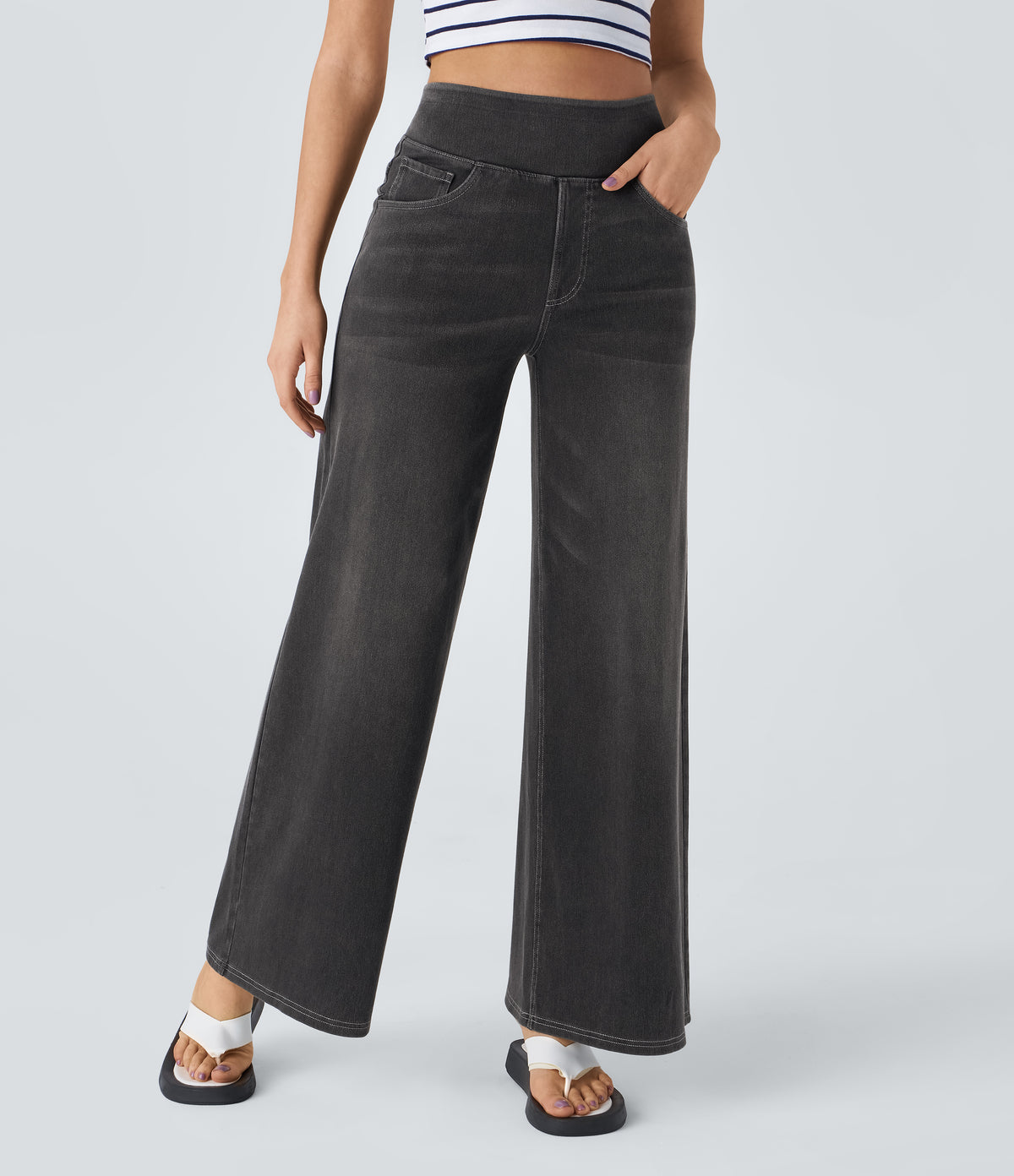 Calista Jeans — Carbon Paint Denim