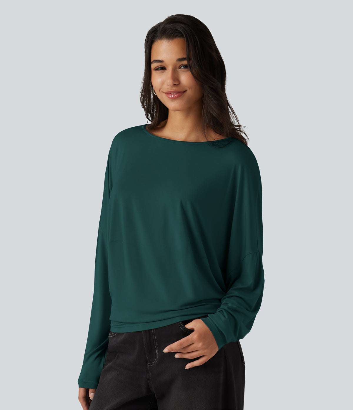 Roselle Long-Sleeve Top — Rain Forest