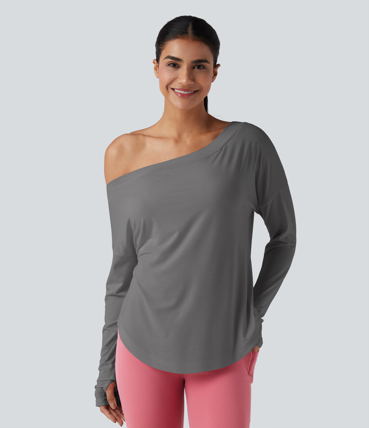 Isadora Long-Sleeve Top — Steel Gray