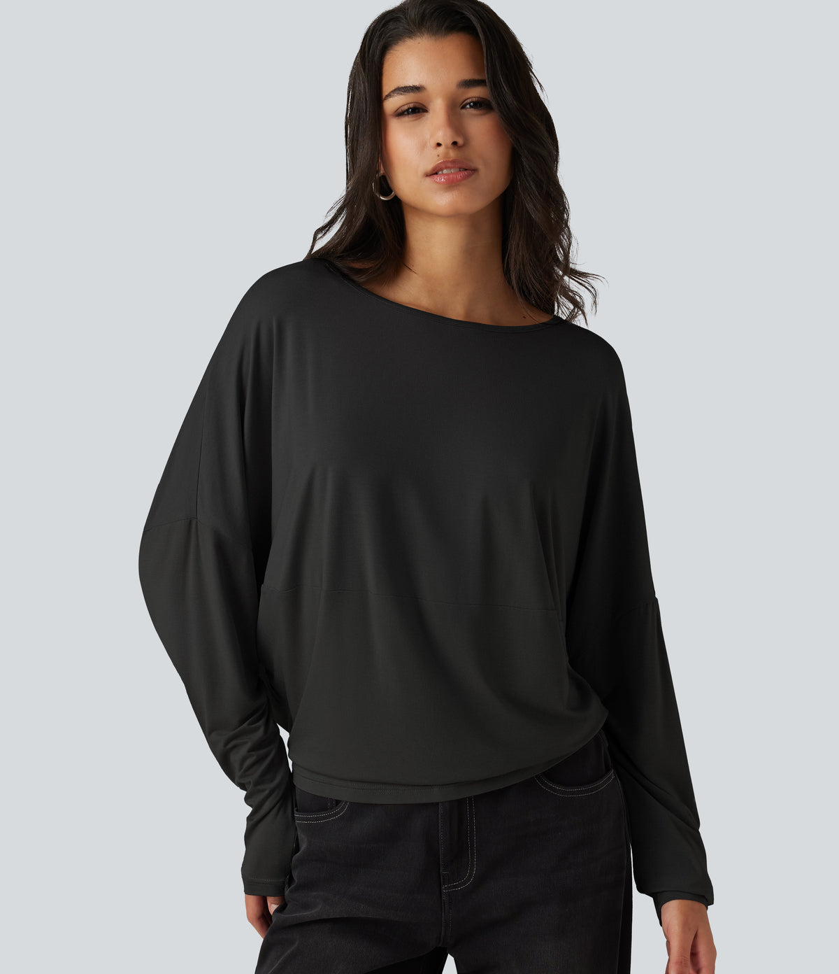 Roselle Long-Sleeve Top — Black
