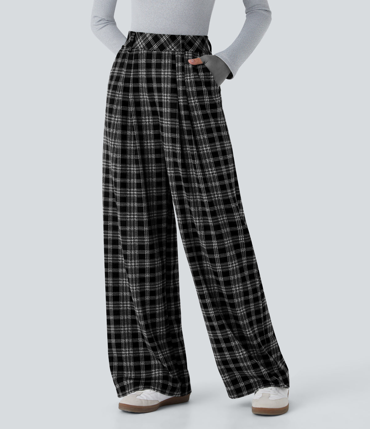 Lucille Pants — Black Tartan Plaid