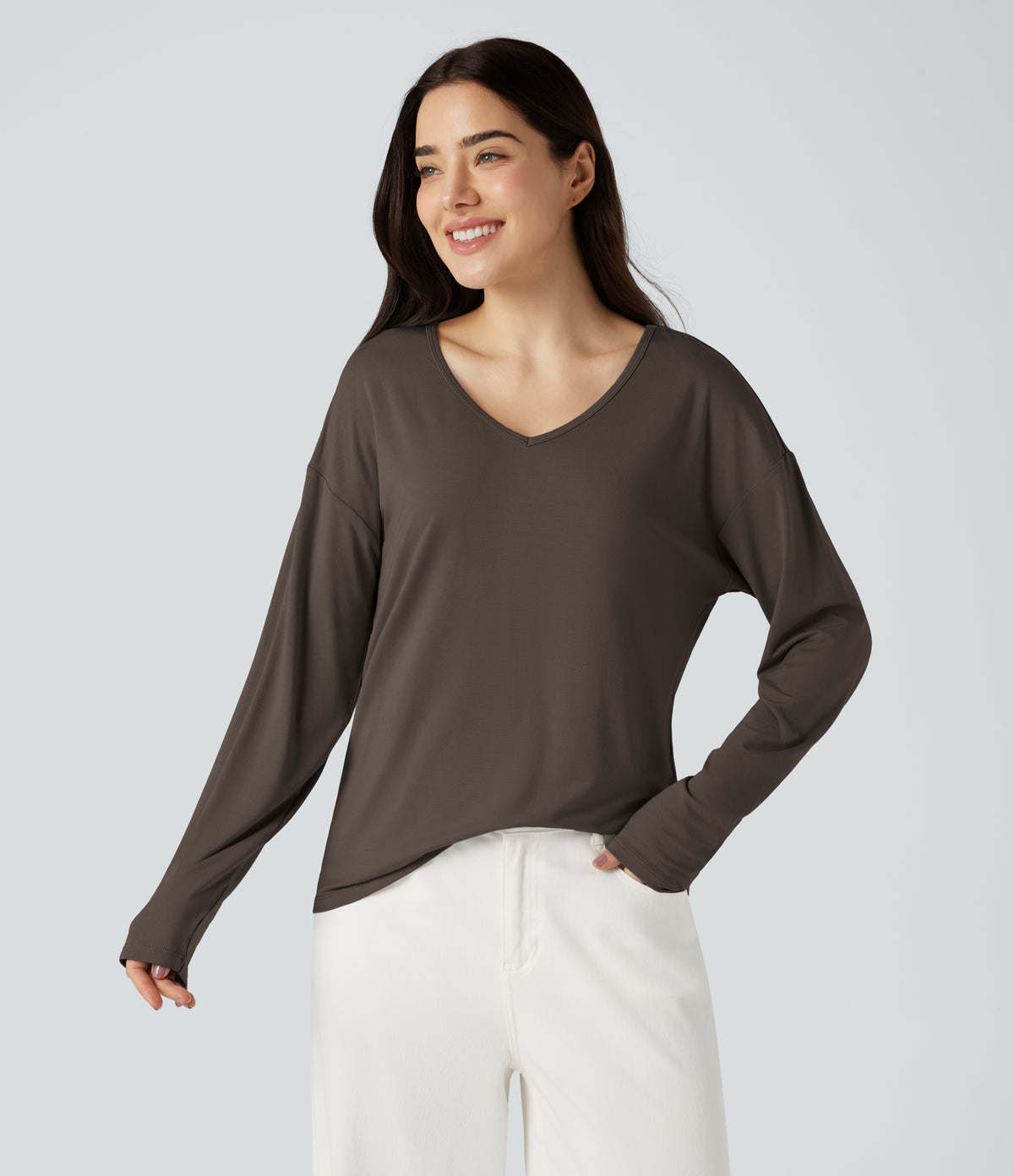 Mira Long-Sleeve Top — Coffee Bean