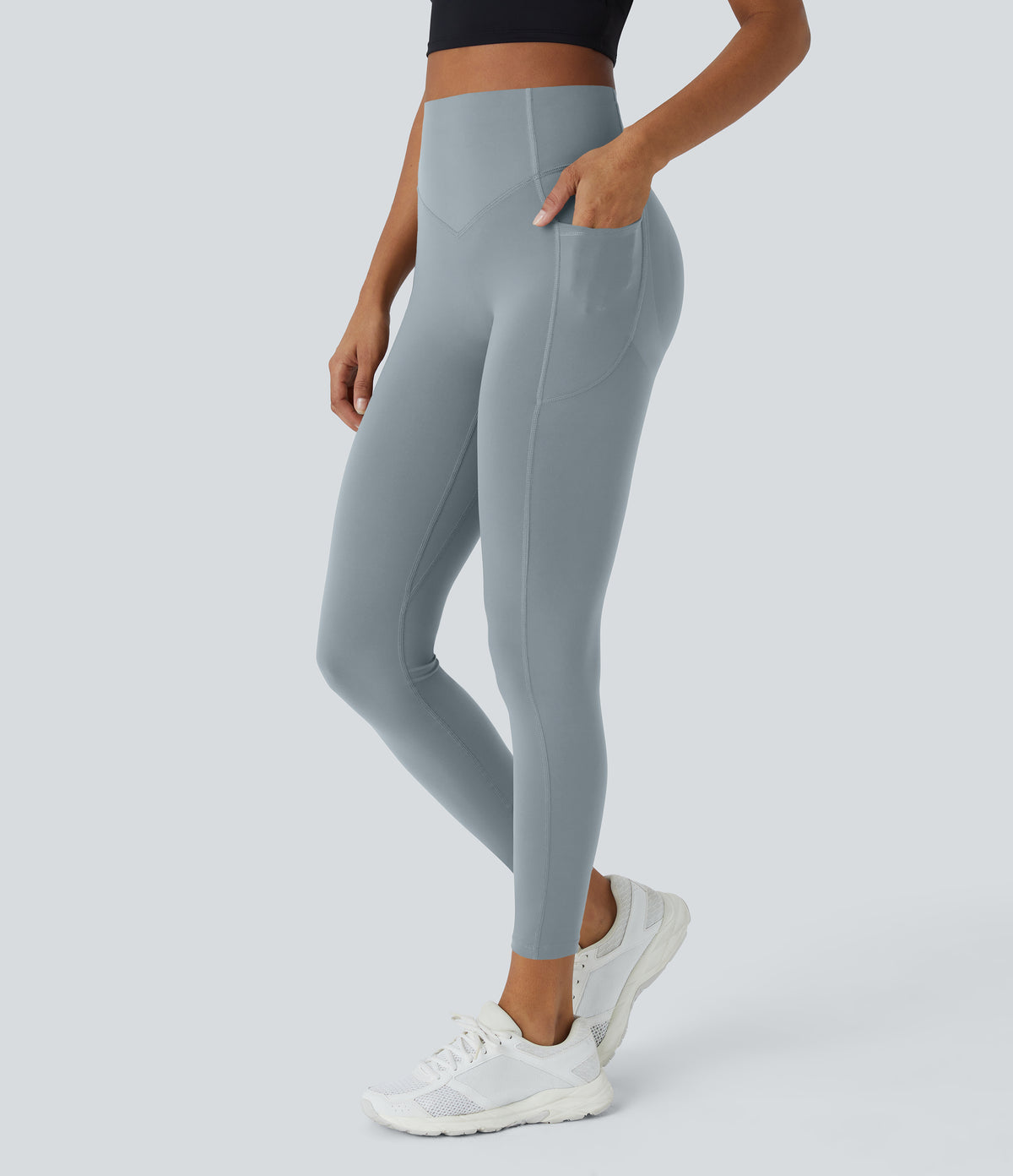 Amara Legging — Blue Flower Gray