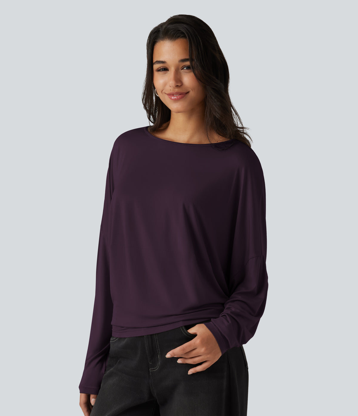 Roselle Long-Sleeve Top — Plum Wine
