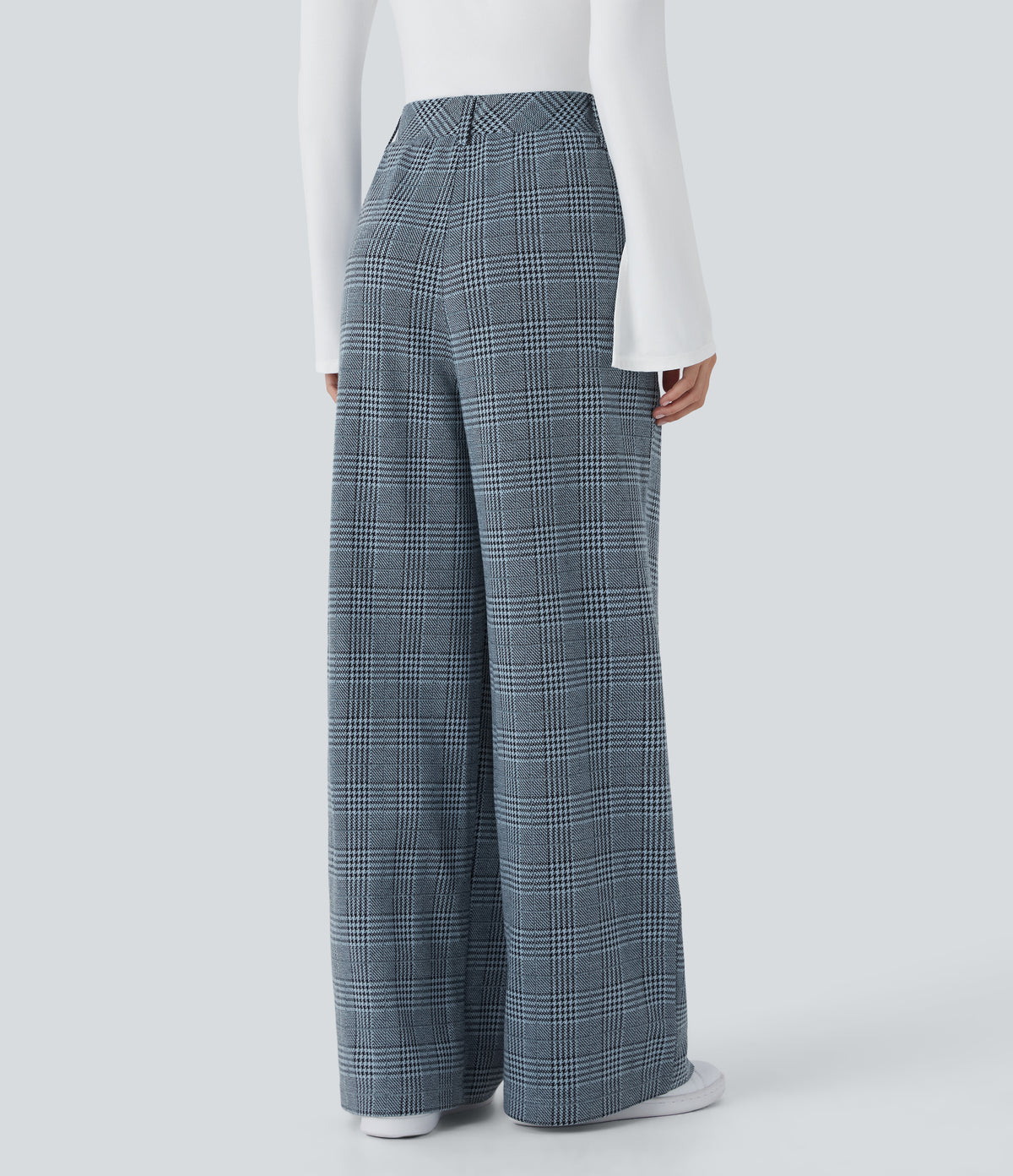 Lucille Pants — Grey Houndstooth Plaid