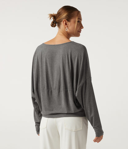 Roselle Long-Sleeve Top — Darl Gray Floral Yarn