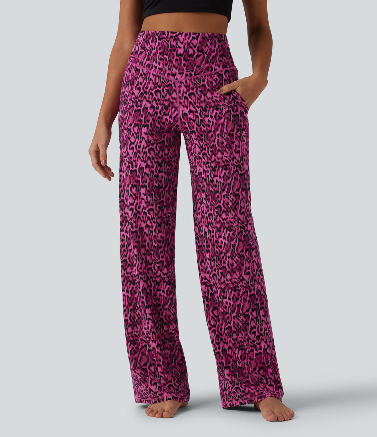 Nina Pants — Black and Fuchsia Leopard Print